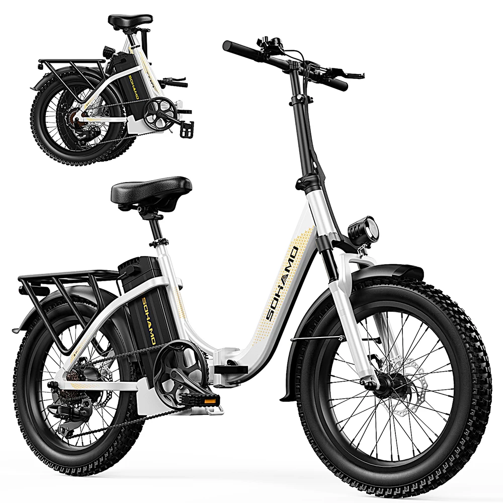 

SOHAMO Men Women Road Mountain Folding Electric Bike 48V 20AH 1100W Ebike 60 Miles Long Range Urban Commuting Electric Bicycle