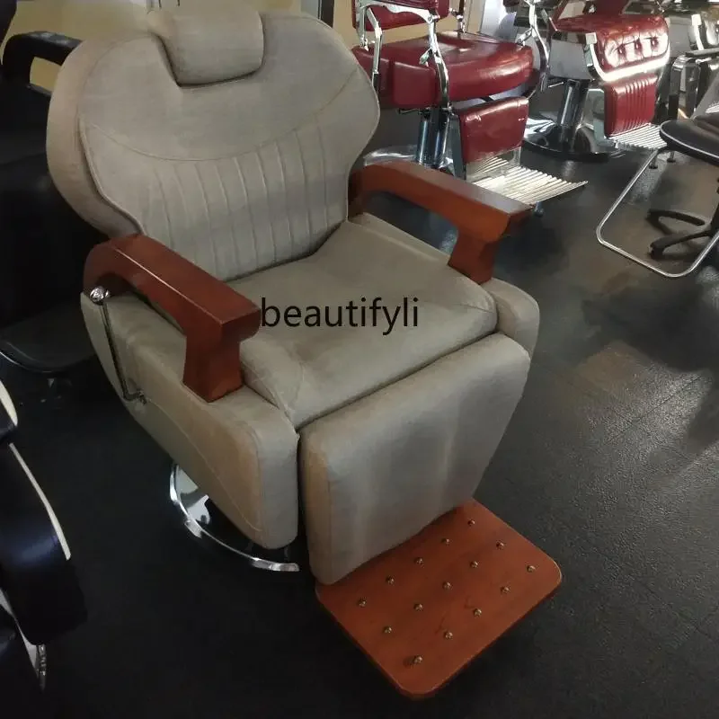 كرسي الحلاق يرفع كرسي الحلاقة الأنيق من الخشب الصلب كرسي صالون الشعر حلاقة الشعر #3