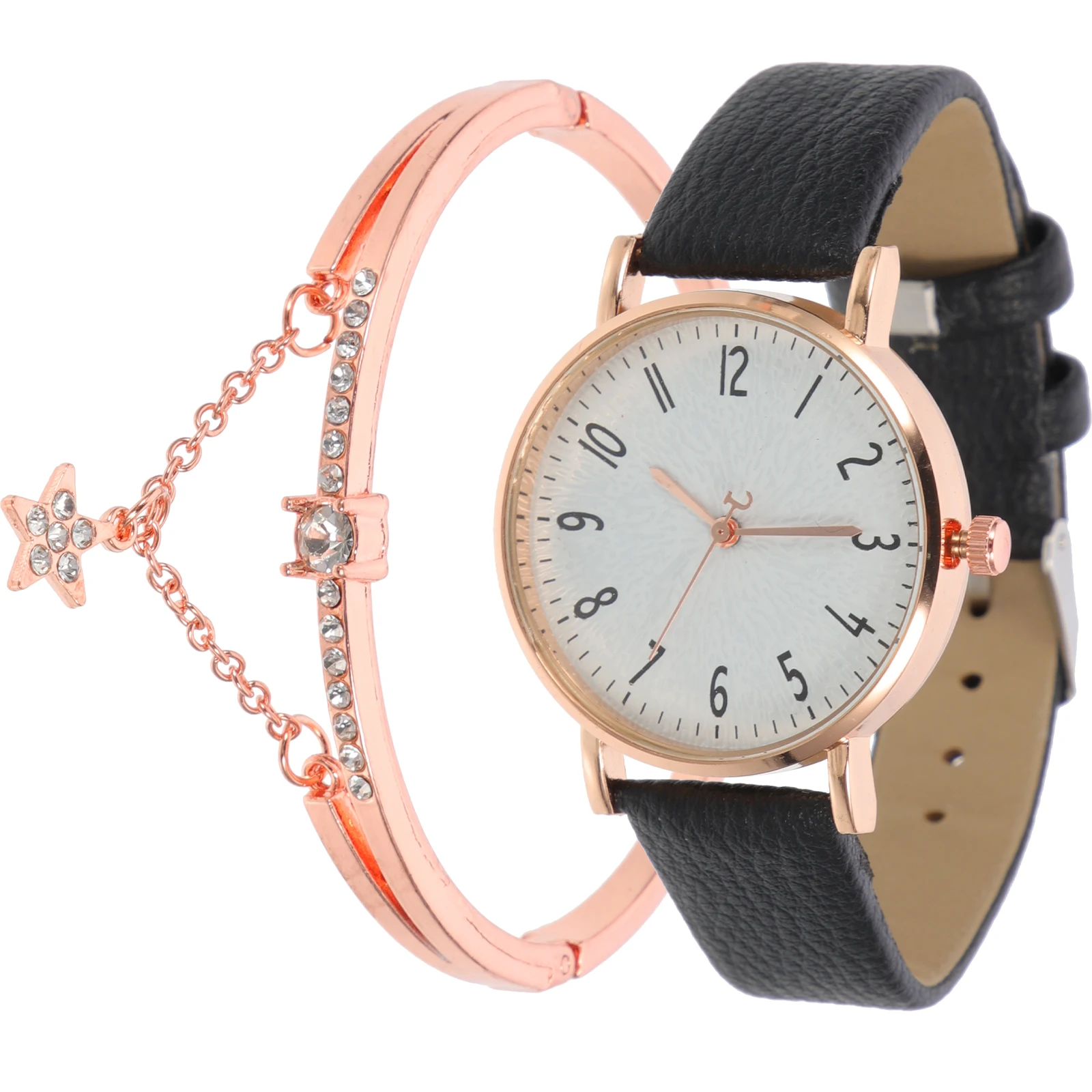 

Quartz Watches Women Bracelet Set Casual Elegant Delicate Fashionable Wristwatch Girls Daily Wear PU Alloy Glass