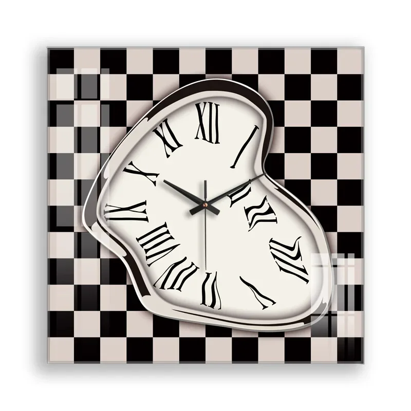

Modern Simple Flower Wall Clock Living Room Bedroom Frameless Square Silent Glass Abstract Art Nail Free Wall Decoration Modern