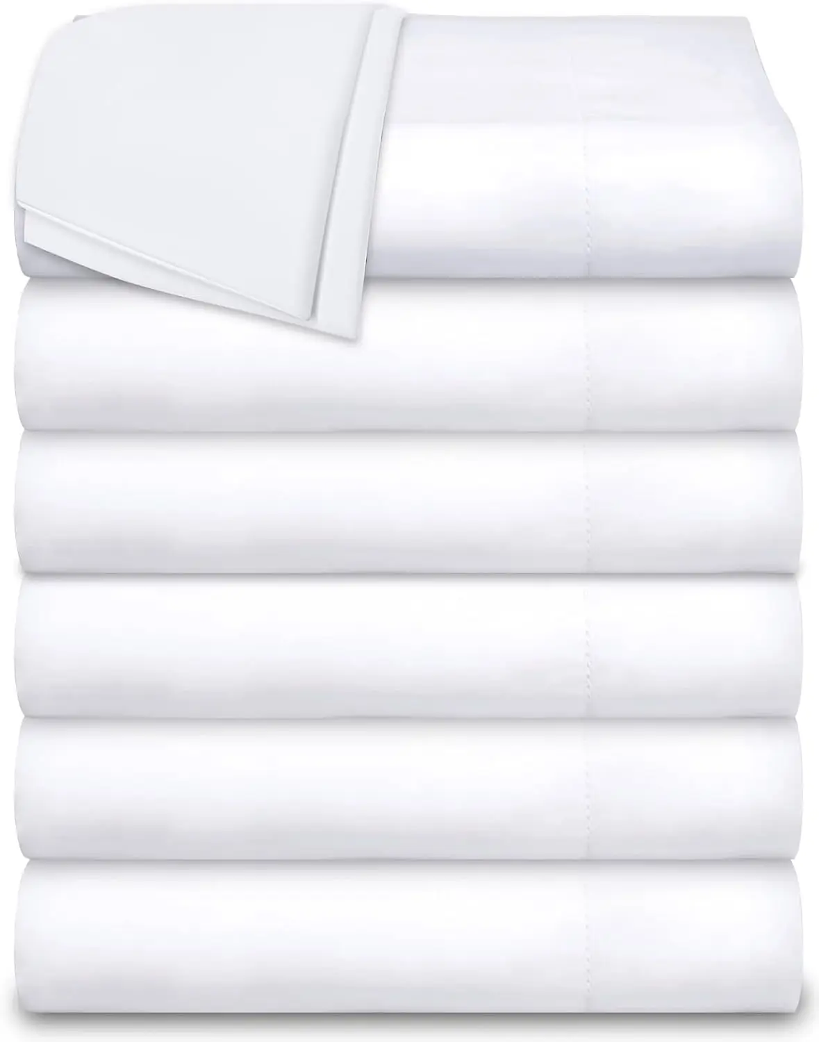 

Набор из 6 белых простыней для двуспальной кровати, 66x104 дюйма, 180 нитей, смесовый хлопок, постельное белье