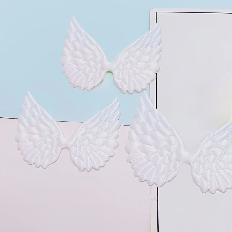 40 peças de remendos de asa de anjo de cetim, em relevo com tecido, adequados para decoração diy e criação de artesanato, fabricação de carteira diy