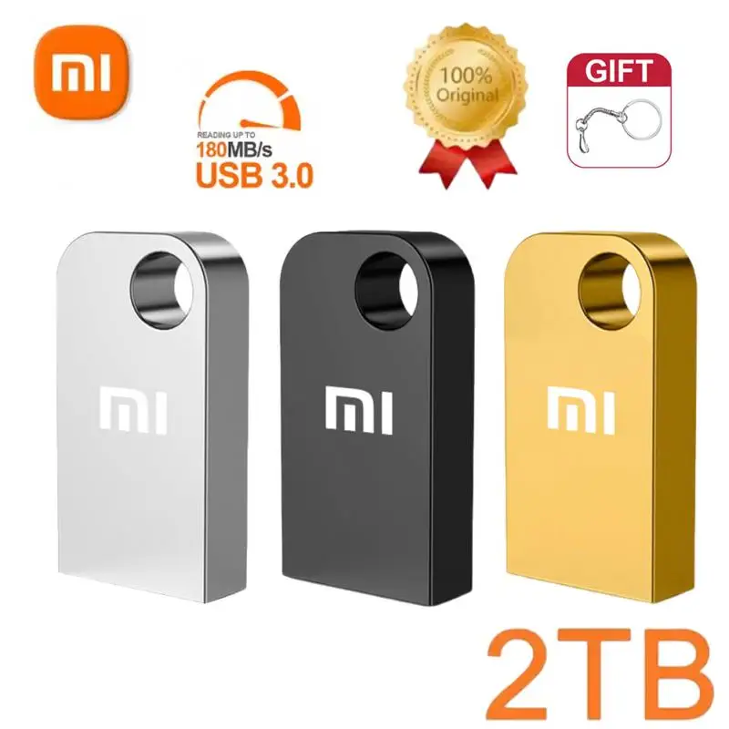 Xiaomi 1TB 2TB, Flash Drive logam 256GB 512GB tahan air U Disk dapat dipasang Memoria Usb