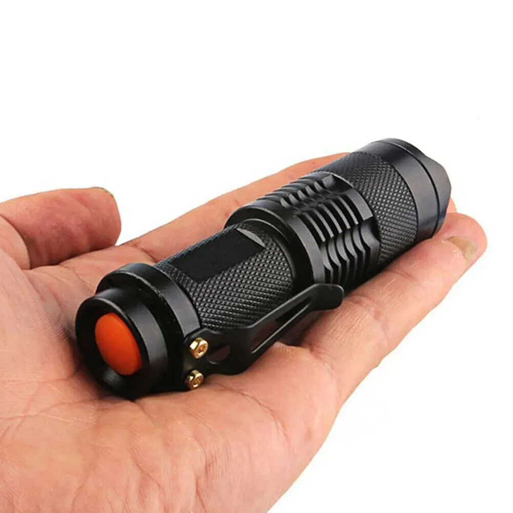 White Light Torch Adjustable Focus LED Flashlight Super Bright Pocket Size Lightweight Small Torch Power Cut Emergency Outdoor