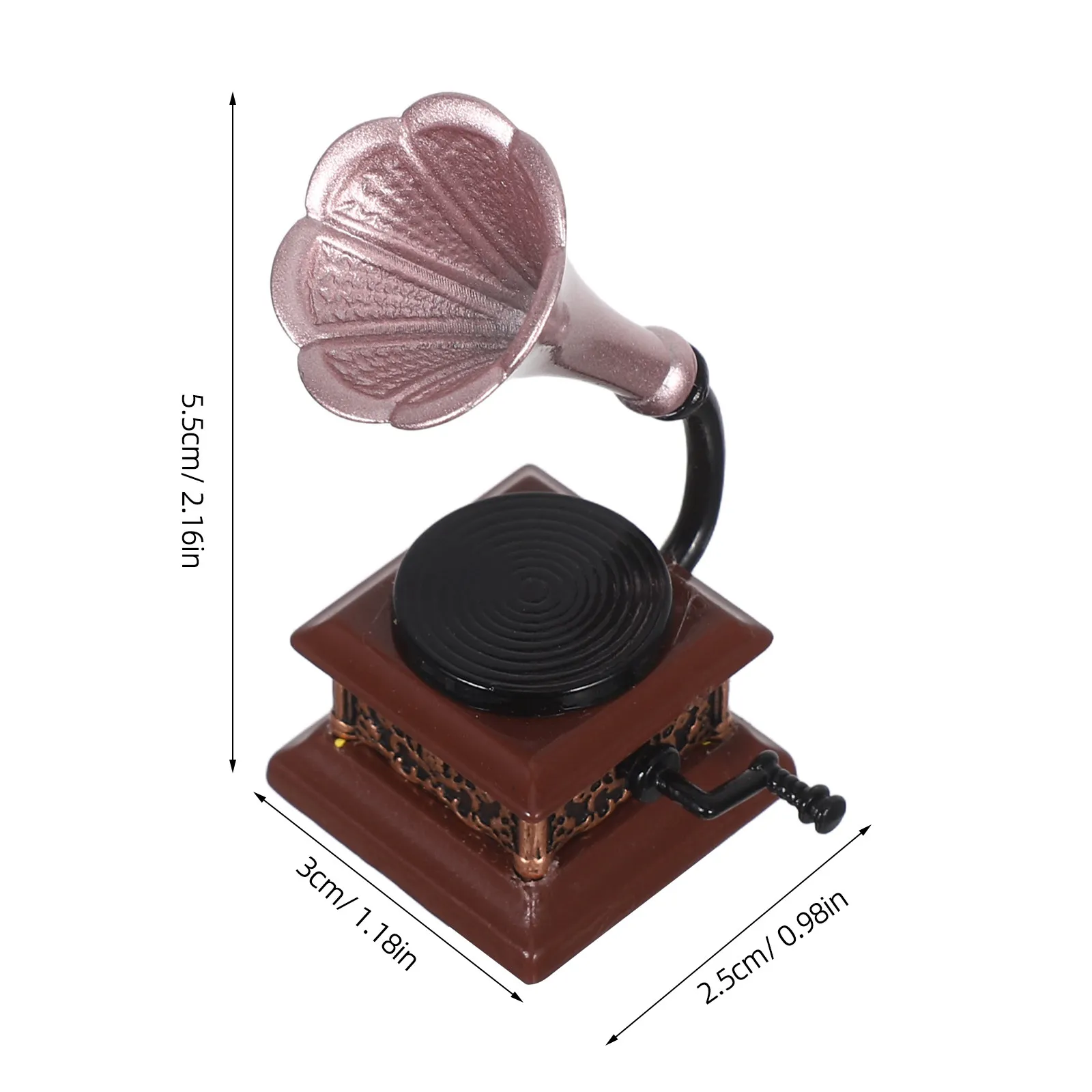 Miniature Vintage Phonograph Record Player Sculpture Dollhouse Music Room Furniture Decor Accessory