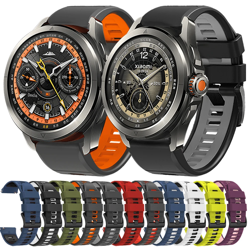 Xiaomi Watch S4 Sport S3 S2 46mm/42mm S1 Pro/Active color2 22mm用シリコンストラップ、Garmin Forerunner 265 Venu3用ブレスレット