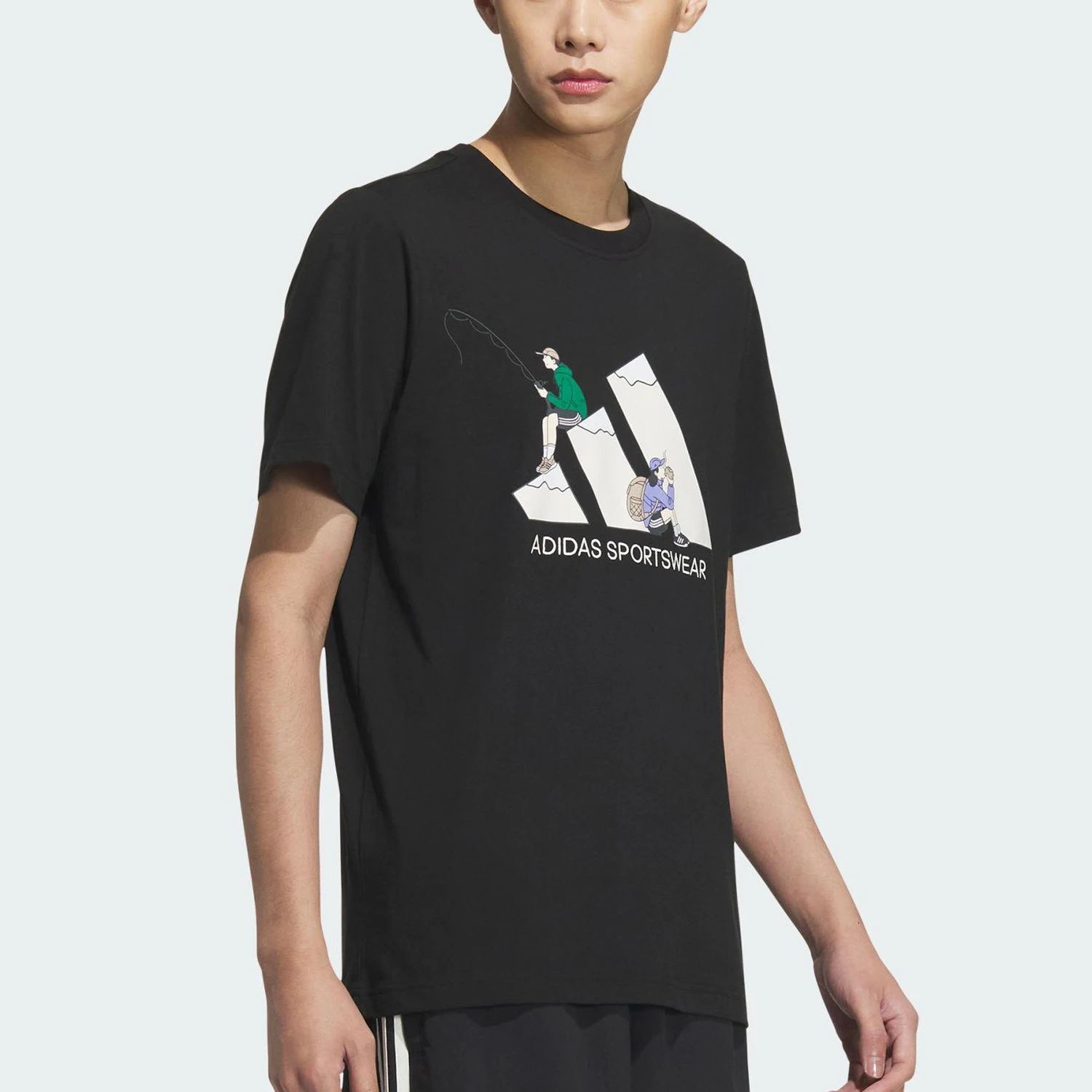 Adidas genuine comfortable new men's and women's casual pattern breathable round neck T-shirt KB7748