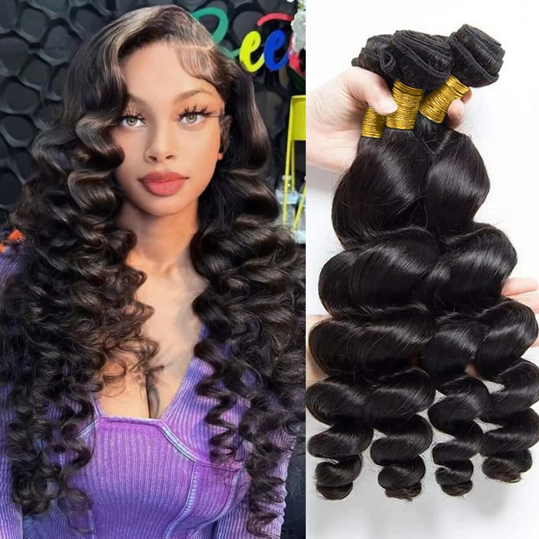 

Loose Wave Bundles 100% Unprocessed Virgin Brazilian Remy Hair Loose Wav Hair Extensions for Women 3 Bundles