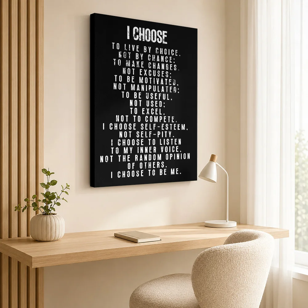 I Choose To Live By Choice Canvas Poster Personalized Photo High Contrast Silhouette Wall Art For Reading Nook Graduation Gift