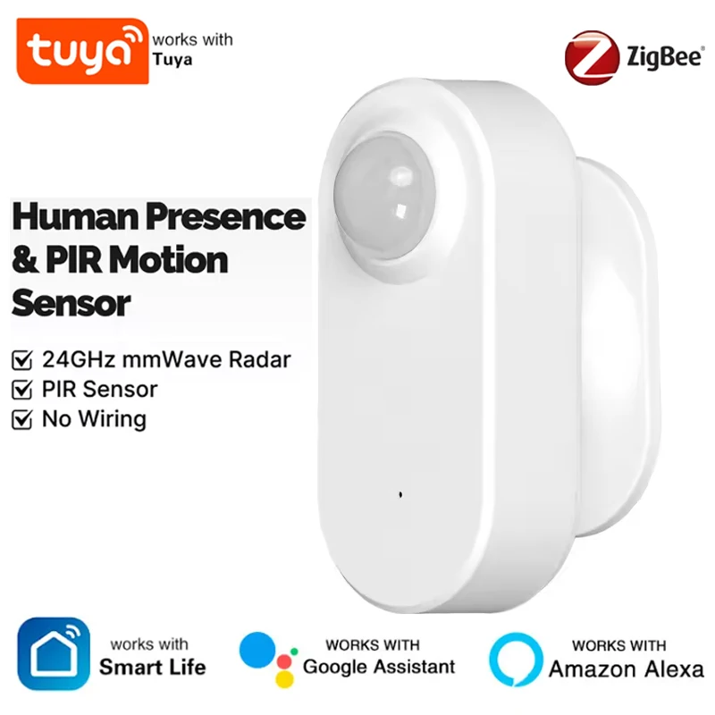 MOES Tuya ZigBee Menselijke aanwezigheid PIR-sensor Smart Radar 24GHz mmWave Draadloze app Bewaking op afstand Bewegings- en bewegingsloze detectie