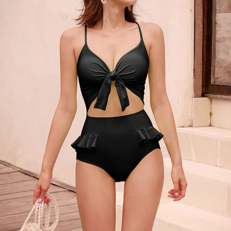 

Japanese and Korean 2023 New Onepiece Swimwear Women Fashion V-neck Sexy Small Chest Cross-border Wholesale Hot Spring Swimwear