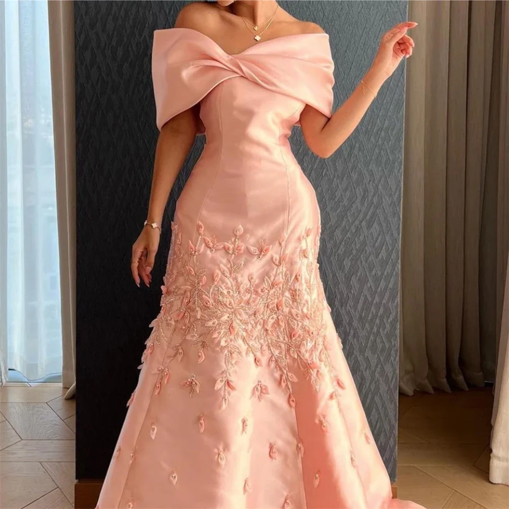 Customized Jiayigong Sparkle Off-the-shoulder Sheath Celebrity Homecoming Sequin Flowers Fold S evening gown for womenlegant par