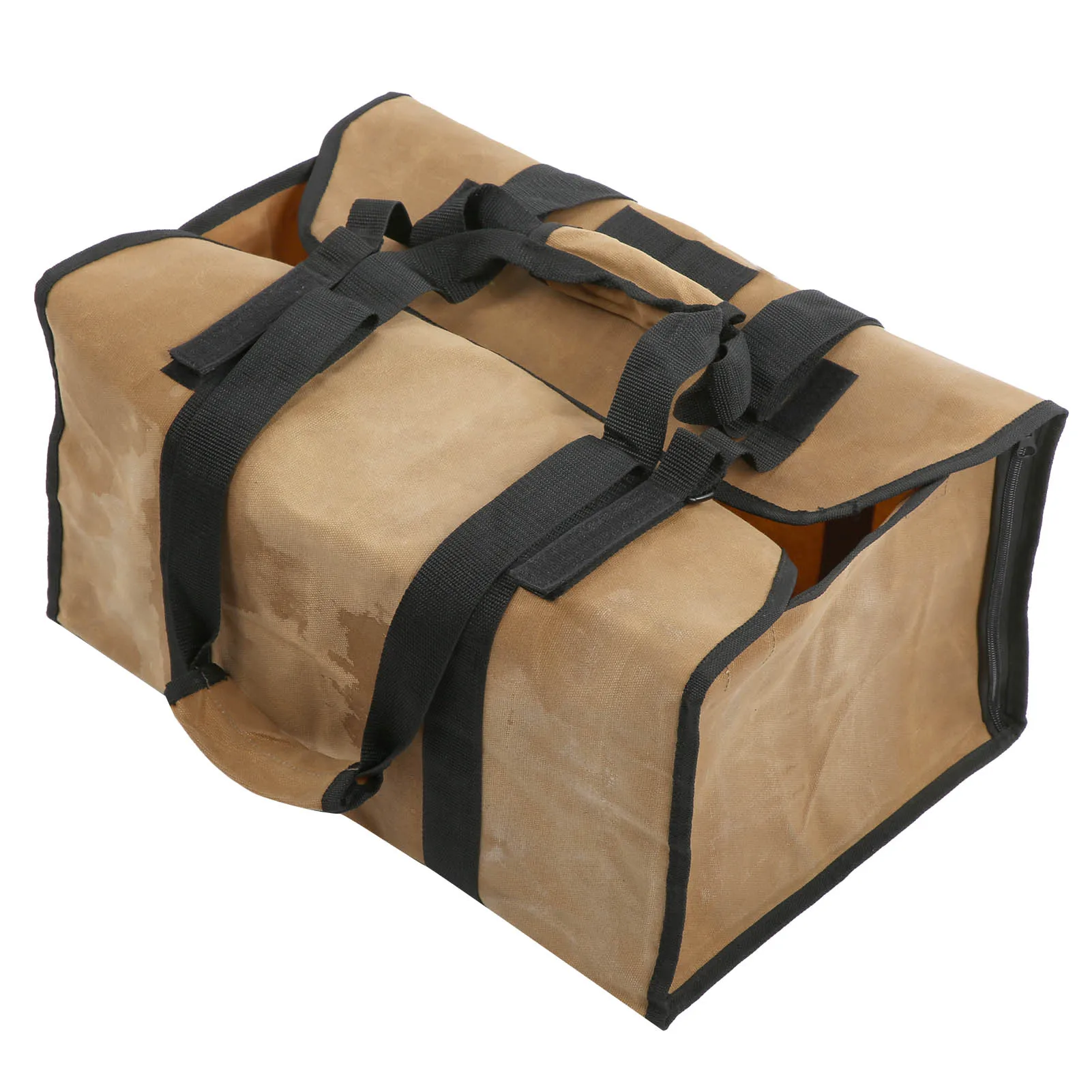 

Khaki Dual Purpose Canvas Waterproof Logging Bag Large Capacity Yard Firewood Storage Bags