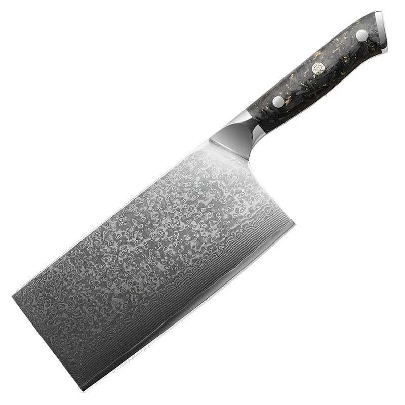 RHON 7inch 73Layer High Carbon Damasucs Steel Kitchen Cleaver Knife Chinese Kitchen Knife Slicing Meat Vegetable Knife