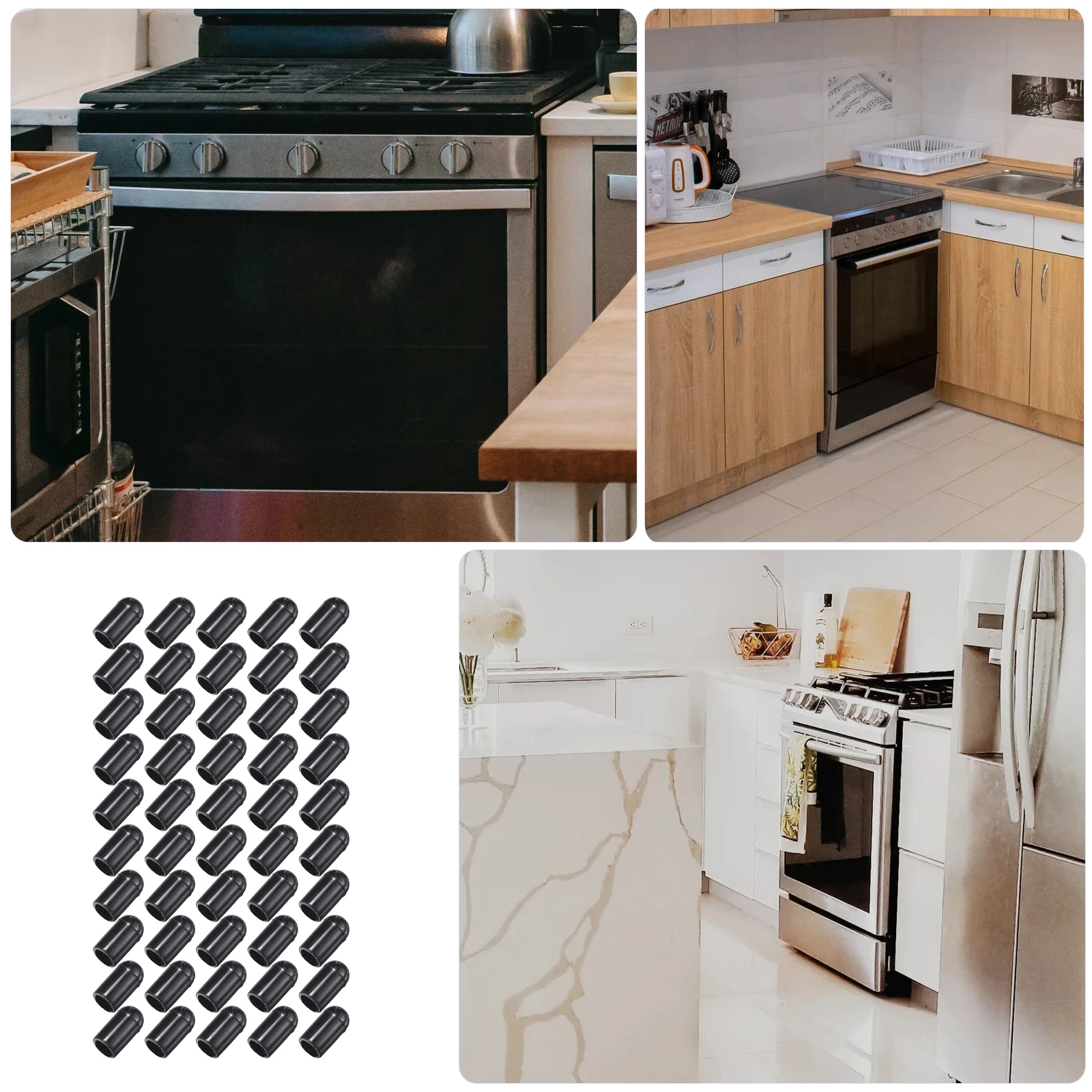 

100pcs Dishwasher Rack Cap 6mm PVC Wire Thread Cover Shelf Organizer Tip Protector Black Safety Prong Caps Hardware