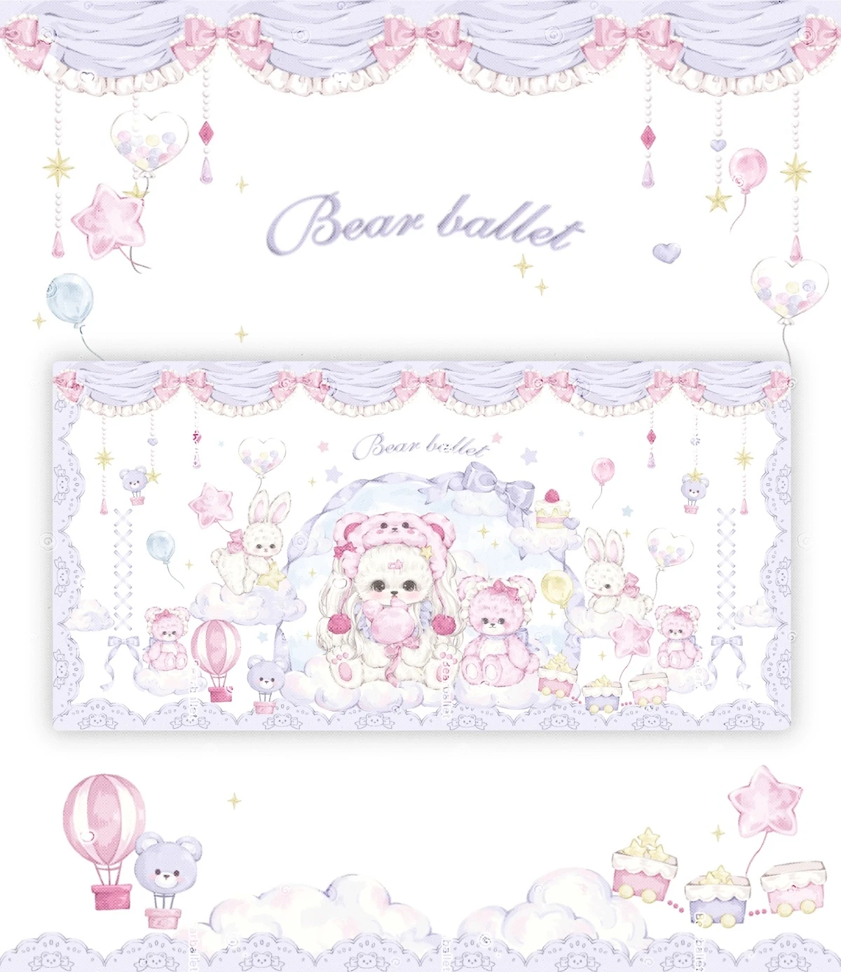 

Cute Bear Kawaii Mousepad PU Leather Waterproof Dining Table Desktop Mat Cute Secondary Yuan Office Game Computer Keyboard Pad