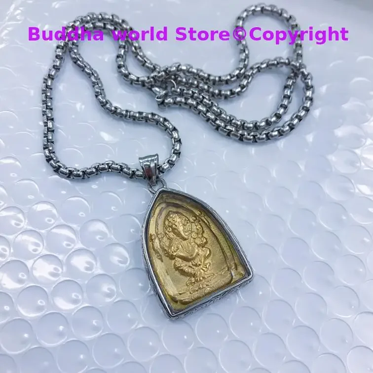 $189 # Southeast Asia Thailand Temple Greco Buddhist pocket talisman Omnipotent Ganesha wealth God Buddha card Pendant Amulet