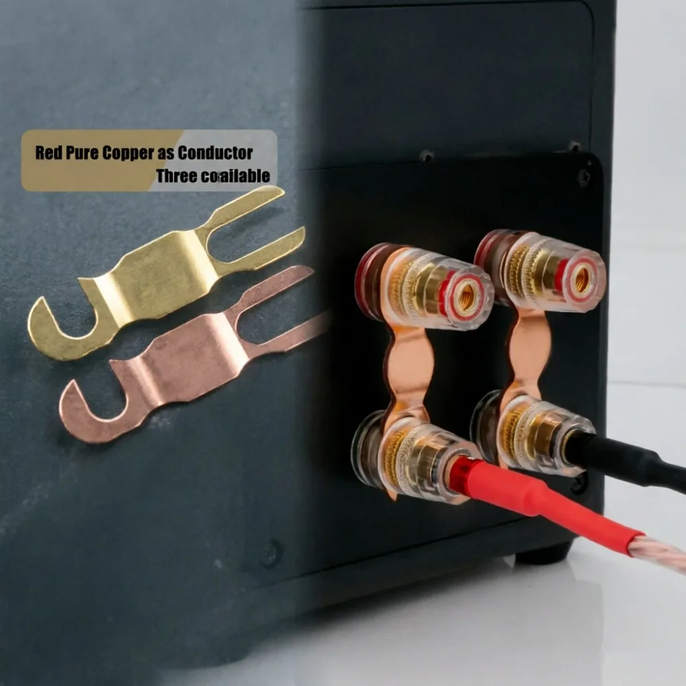 Upgrade Pure Copper Speaker Binding Post Jumper Plugs 8mm Spade Terminal Gold/Silver/Red Copper Option Audio Crossover Connector