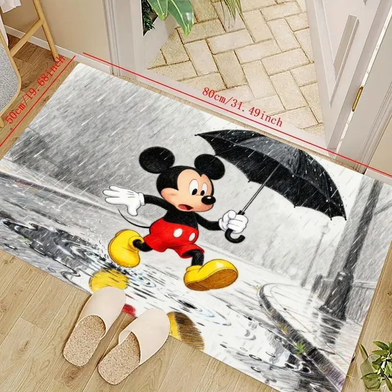 

1 шт., коврик-зонтик Disney с Микки Маусом и дождливым днем, нескользящий впитывающий коврик для прихожей, приветственный коврик для входной двери, ванной комнаты,