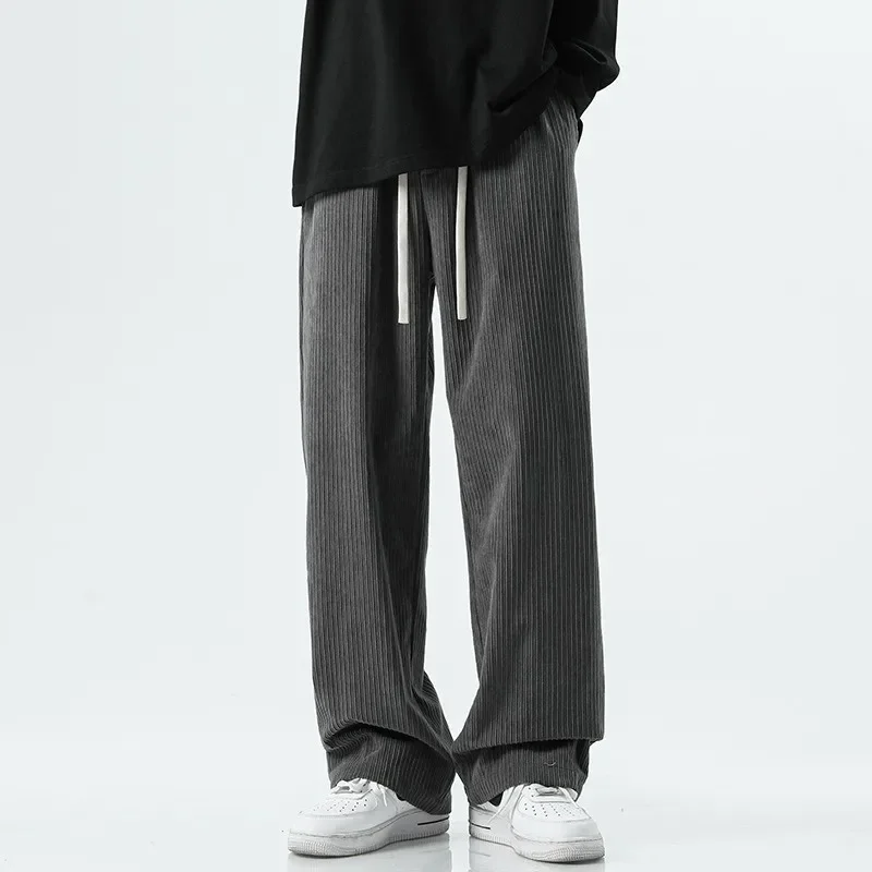 

Spring Autumn Corduroy Men's Sports Pants Korean Straight Wide Leg Loose Casual Oversized Joggers Pants Y2k Japanese Streetwear