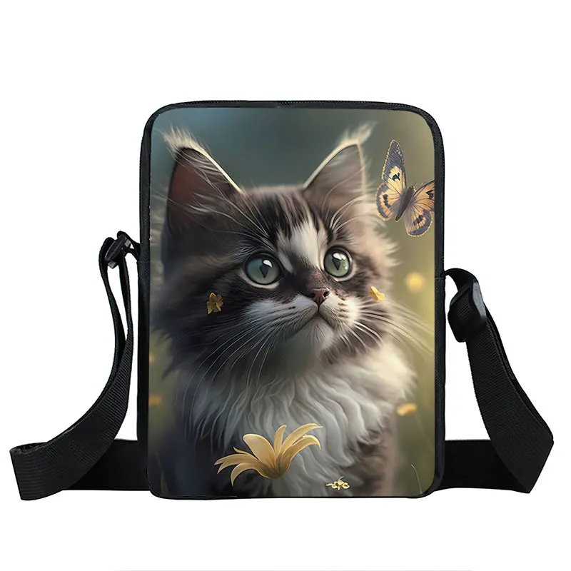 Cute Persian/Siamese Cat Crossbody Bag Scottish British Cat Women Handbag Kitten Shoulder Bag Messenger Bag Phone Holder Bookbag