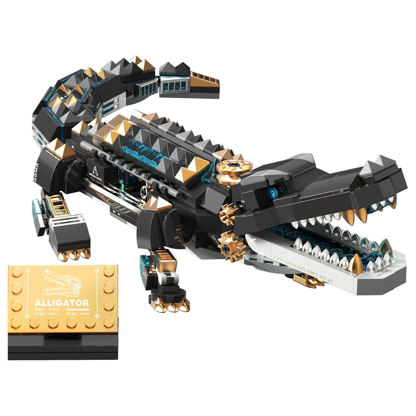 

T4007 542PCS Armored Megalodon Model Steampunk Mechanical Shark Building Blocks Desktop Decor Gift