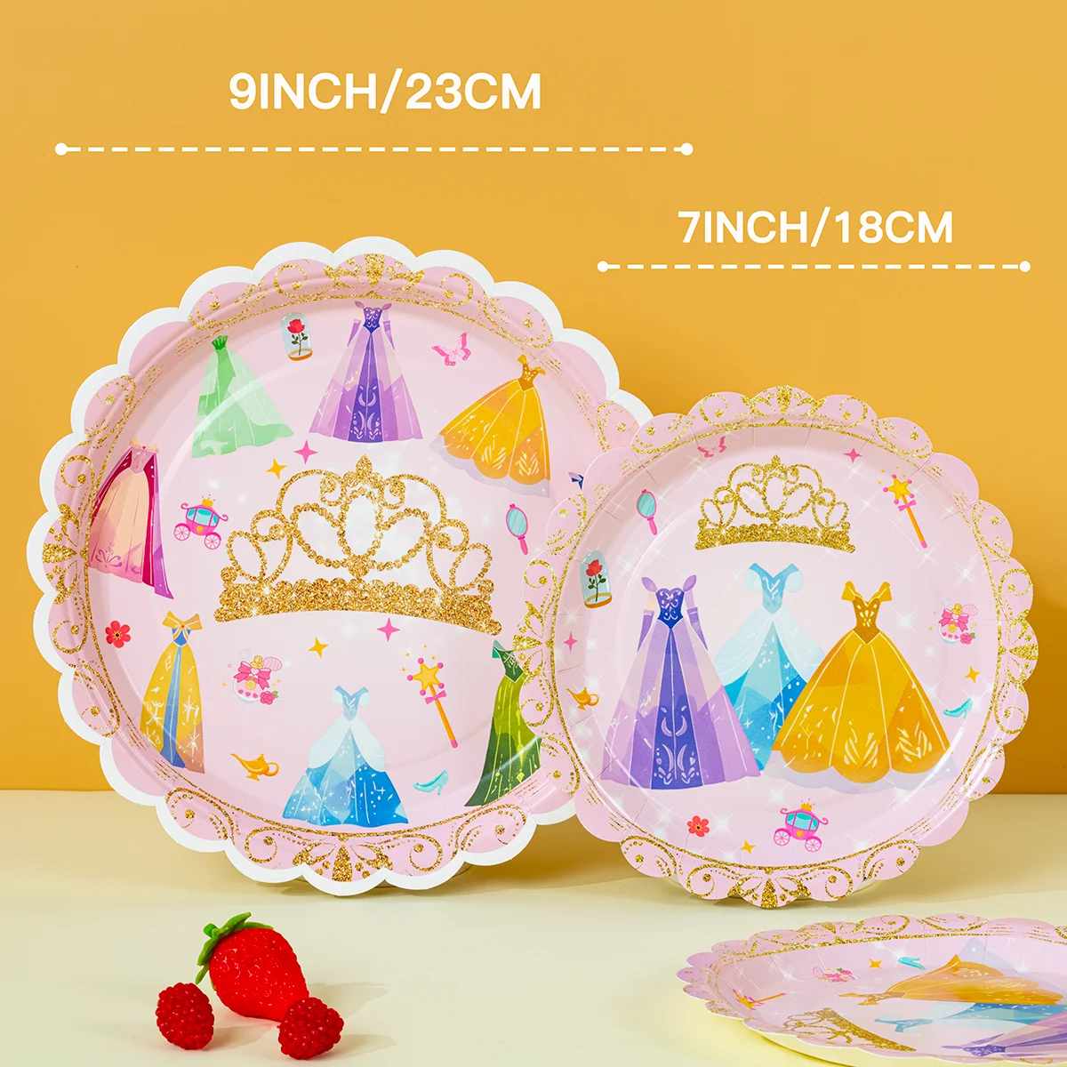 10/25/50Pcs Princess Dress Print Scalloped Paper Plates Disposable Tableware for Themed Party Supplies image 2