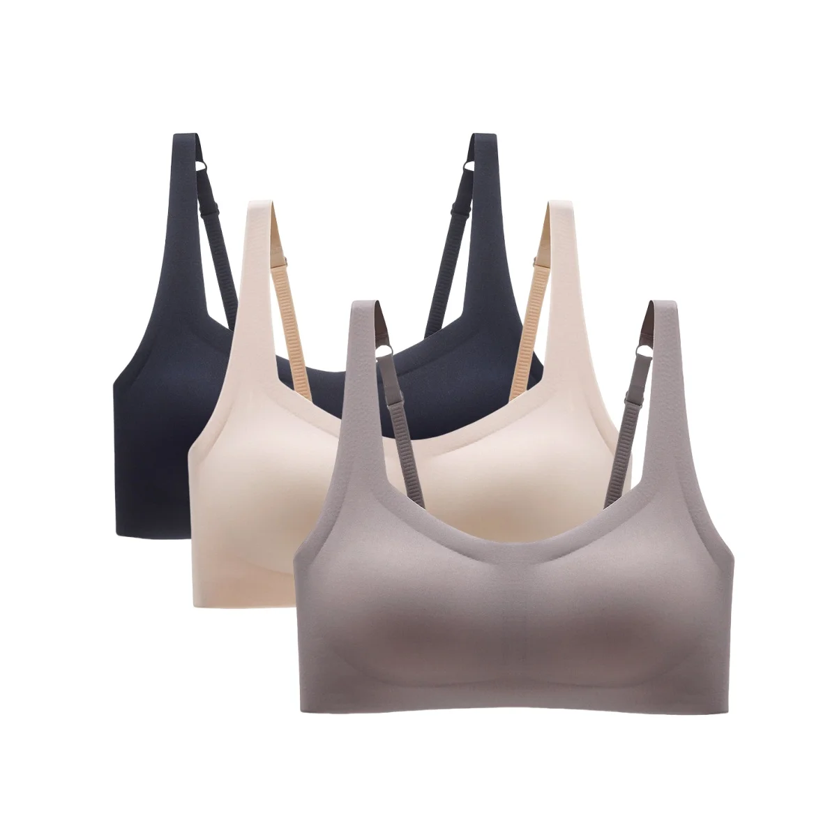 Sexy podprsenky s push-up efektem, hranatý výstřih, bezešvé topy, pohodlné neviditelné kalhotky, velikost S-XL - náhled 4