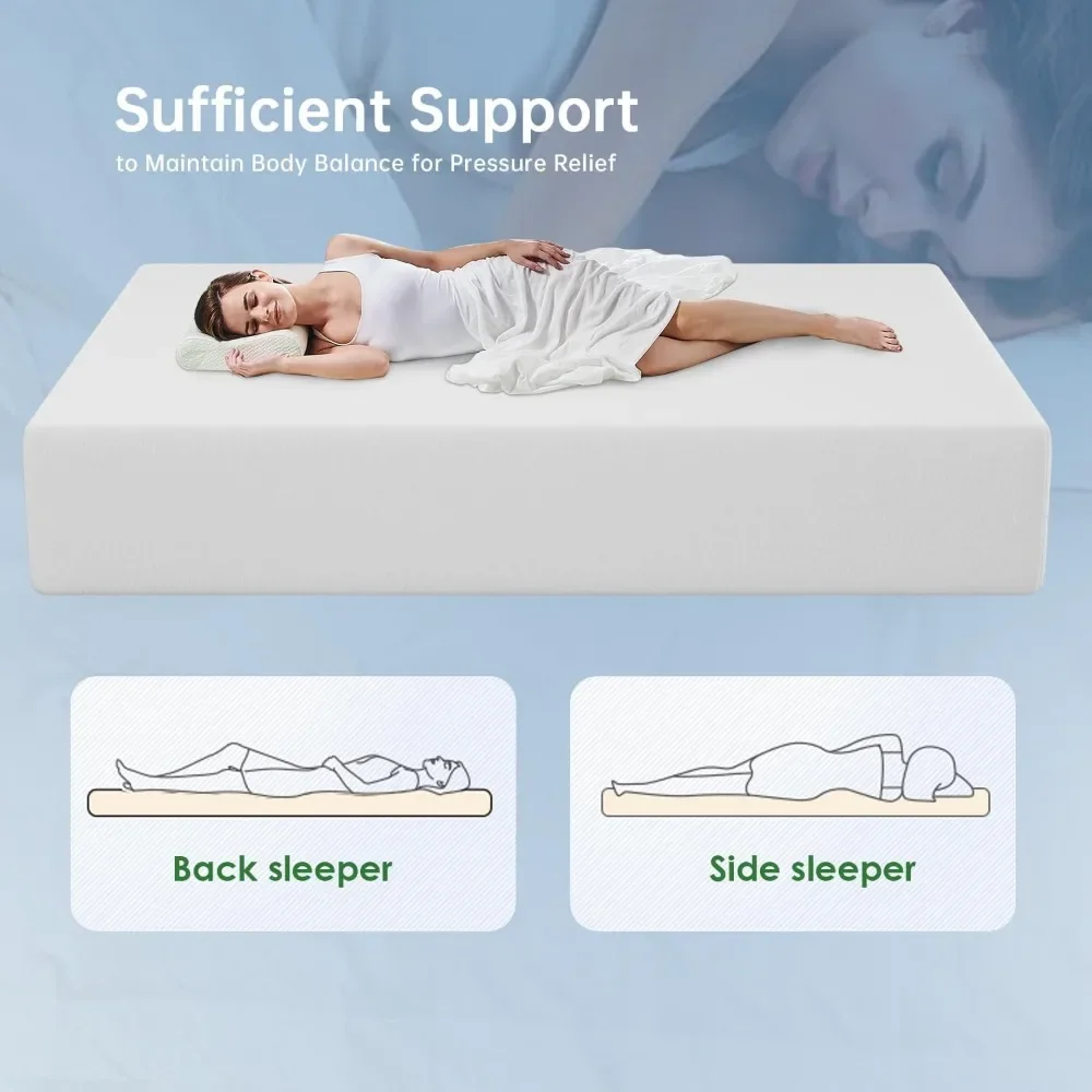 14 Inch Gel Memory Foam Mattress/Medium-Firm Mattress/Fiberglass Free/Bed-in-a-Box/Cool Sleep & Comfy Support