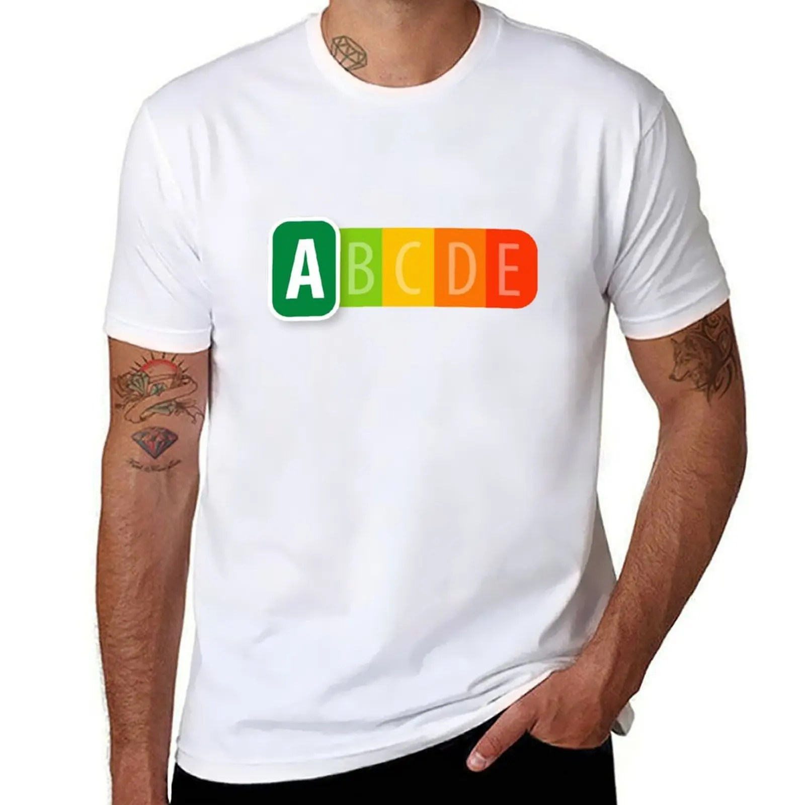 Camiseta Nutri-Score, camiseta para hombre, camisetas de marca de lujo 100% algodón con estampados, camiseta gráfica para hombre