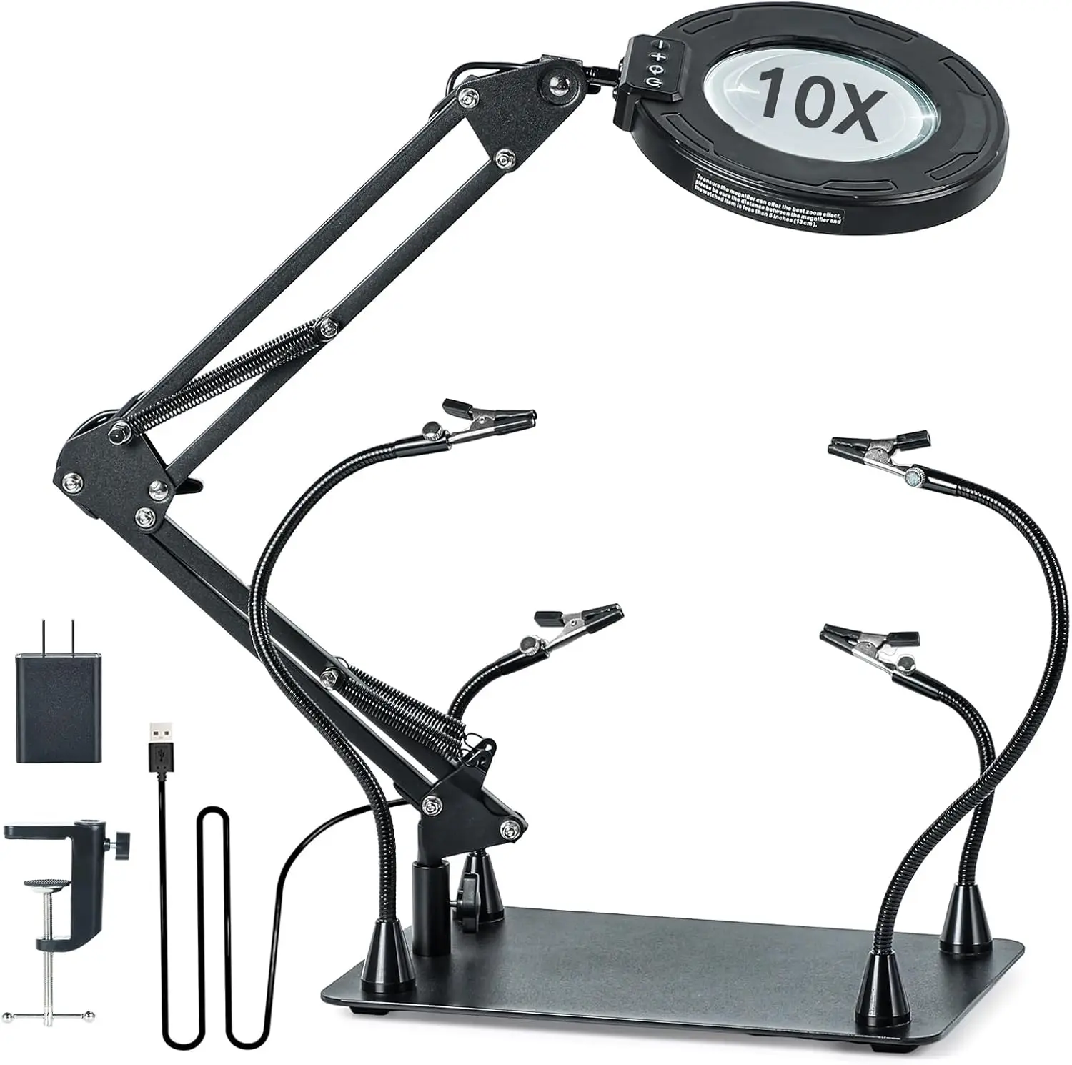 

Паяльная станция с магнитными рычагами, светодиодная лампа с 10-кратной лупой, держатель печатной платы, 5 цветов, 10 ламп