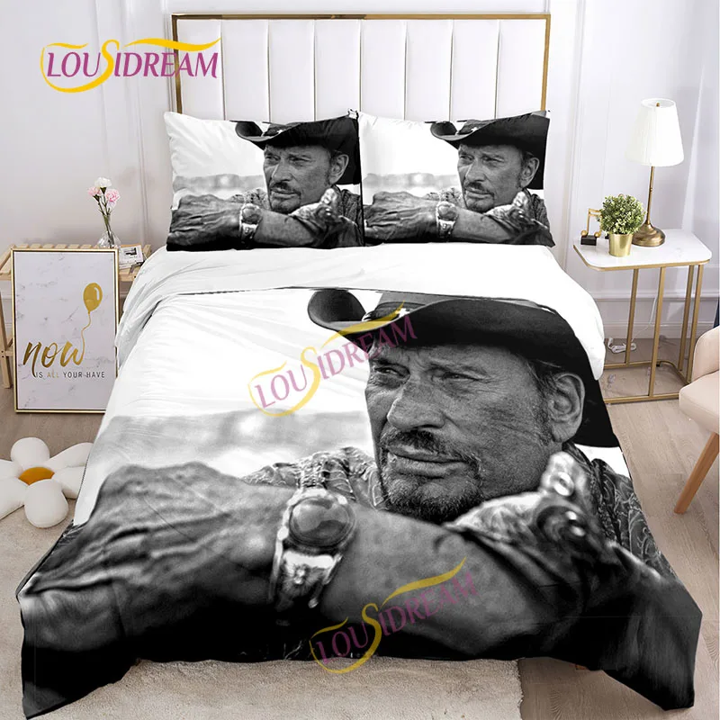 Johnny Hallyday Bedding Set DIY Music Style Fan gift Queen Size double Bed Queen Size Sheets duvet cover pillowcase