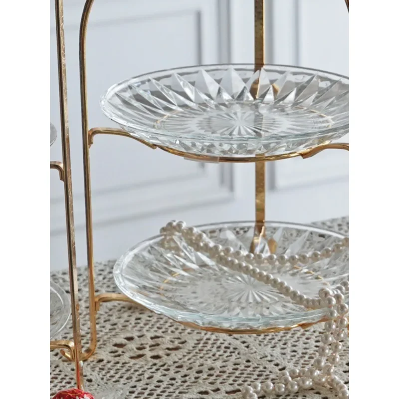 BJ05 Modern Simple Light Luxury Golden Glass Cake Dessert Fruit Tray Wedding Photography Props Snack Stand