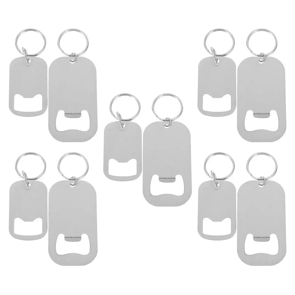 10Pcs Convenient Keychain Bottle Opener Metal Flat Beverage Opener for Soda Beer Caps Bulk Gift Keyring DIY Badge Making