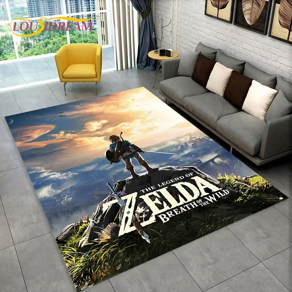 3D Z-Zelda2 Cartoon Carpet Rug for Living Room Bedroom Home Sofa Decoration,Kids Play Area Rug Non-slip Floor Mat Gift