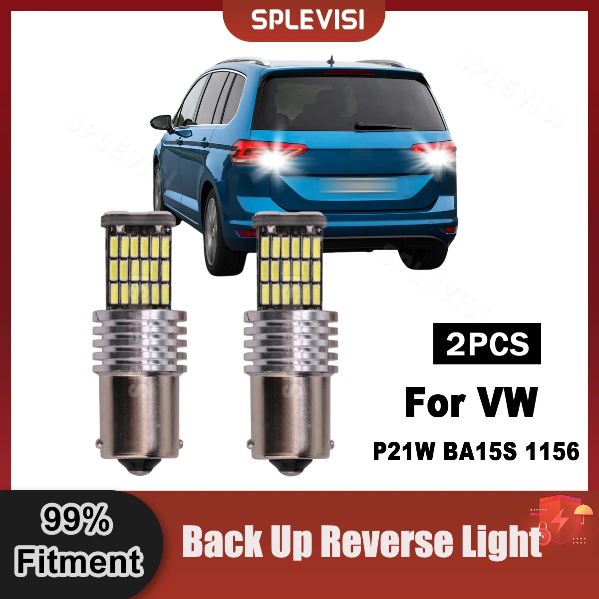 

1 Pair LED Back Up Reverse Light P21W BA15S For VW Touran Beetle Amarok Bora Crafter Fox Multivan MK5 Santana Sharan Transporter