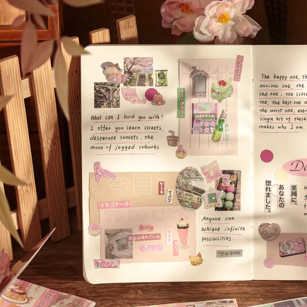 Kawaii 30 Sheets DIY Decorative Stickers Retro Flavour House Series Cartoon Cut Film Sticker Book Cute Scrapbook Stickers Gift