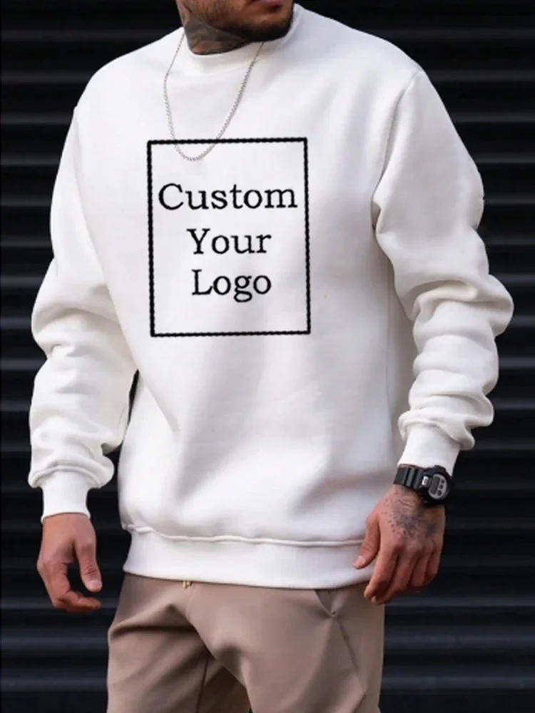 Custom Logo Printing Pullover Tops Harajuku Men Women DIY Your Photo O Neck Sweatshirts Spring Customized Wholesale Clothing