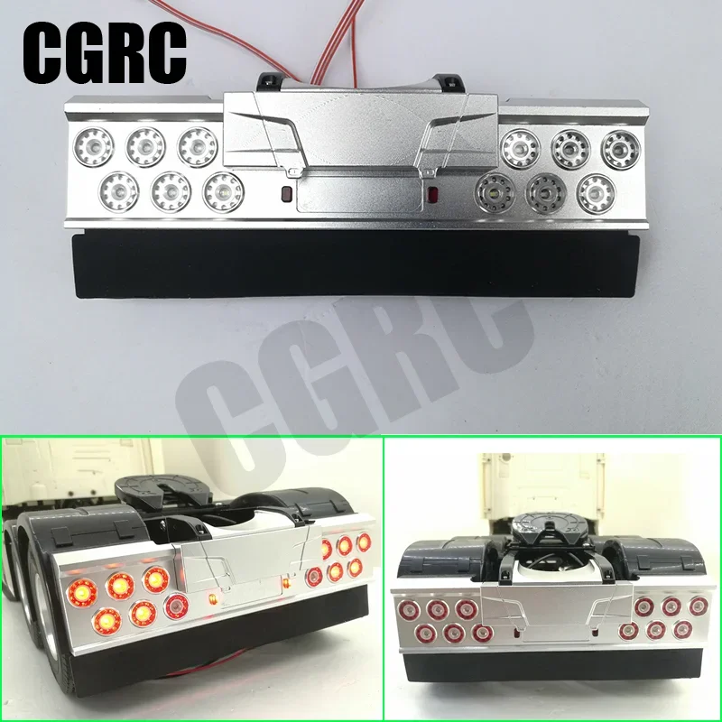 Metal CNC Rear Bumper LED Tail Light System for 1/14 Tamiya RC Truck Trailer Tipper Scania 56323