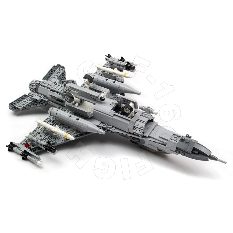 MOC Bouwstenen Multifunctionele F-16C Superioriteit Vechter Militaire Gevechtsvliegtuigen Technologie Assemblage Wapen Model Bakstenen Speelgoed