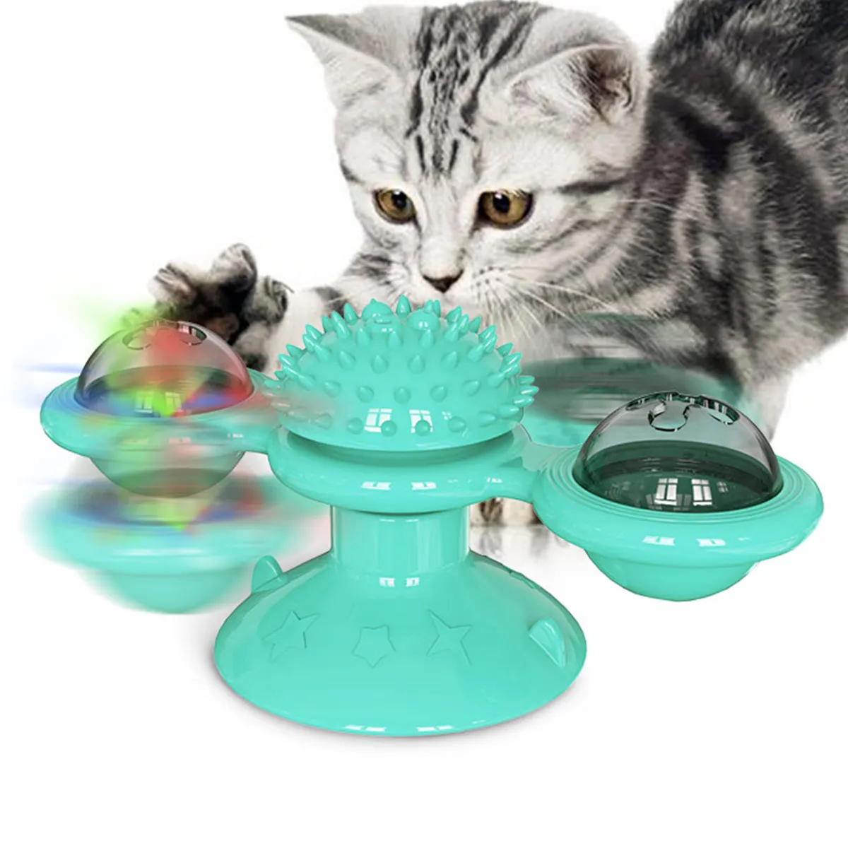 

PARKER Interactive cat toy Spinning windmill Inside you can put snacks catnip to release the cat's energy and can clean teeth