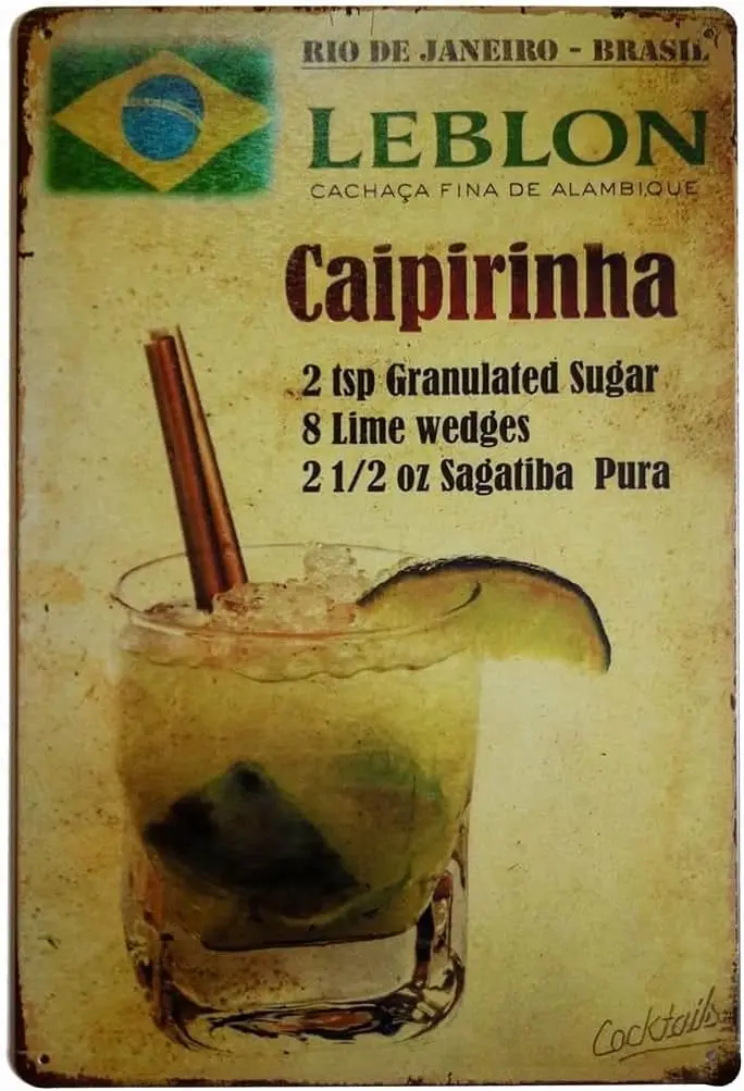 UOAIUDT Placa de Metal Retrô Leblon Caipirinha, Letreiro Vintage, Decoração de Parede, Presente para Casa, Cozinha, Escritório, Clube, Bar, Academia