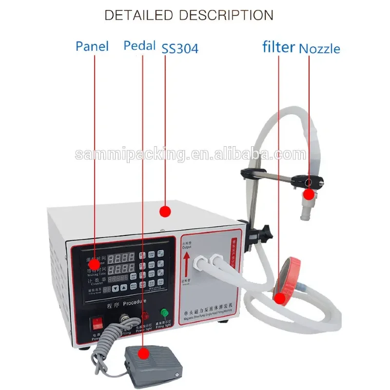 50-17000(ml) Semi-Automatic Magnetic Pump Micro-Computer Beverage Filling Machine Water/Oil/Juice Liquid Filler Machinery