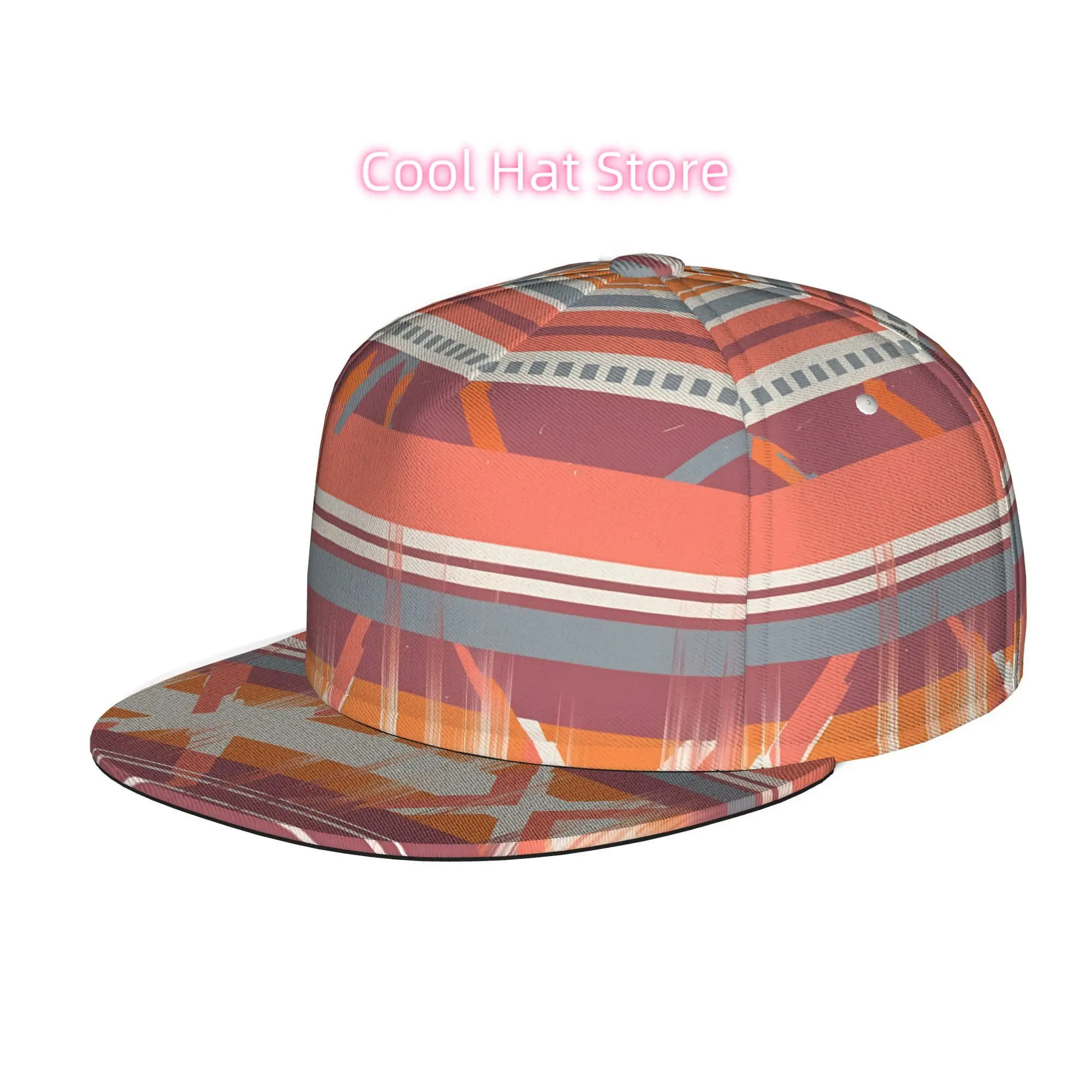 A Cap Featuring an Abstract Striped Design, Suitable for Both Men And Women, with a Flat Brim. This Hip Hop Streetwear Snapback