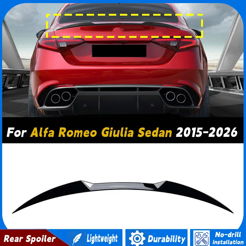 

Car Rear Trunk Boot Spoiler Wings For Alfa Romeo Giulia Sedan 2015-2026 Rear Lip Boot Wing Extension Kit Protector Upgrade