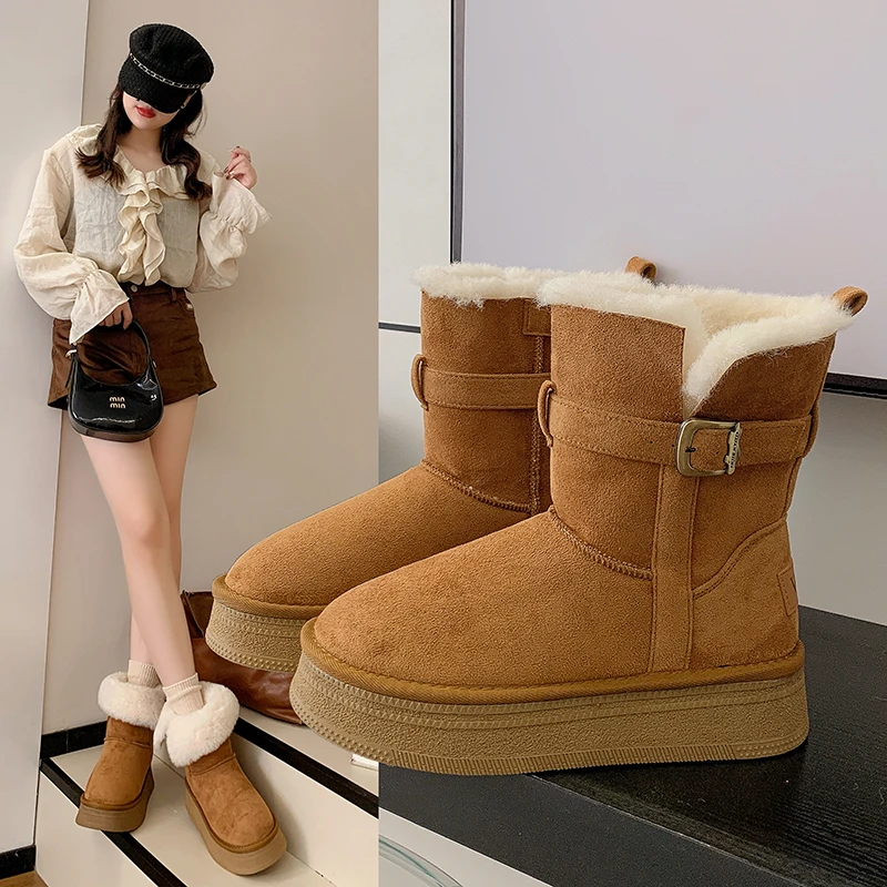 

Серые зимние сапоги, женские зимние зимние ботинки на толстой подошве с флисовой подкладкой, толстые длинные зимние ботинки на северо-востоке, большие хлопковые туфли