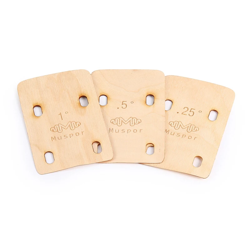 Muspor 3pcs Guitar Neck Shims Portable Bass Neck Plate Tool Maple Wood 0.25/0.5/1 Degree Neck Plate for Guitar Bass Repairment