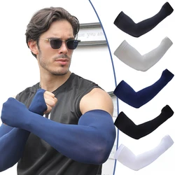 Mangas de brazo de protección solar para hombre, Mangas de seda de hielo con protección solar, antiquemaduras solares, Verano