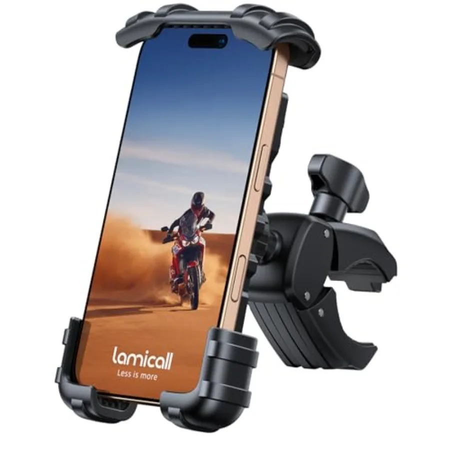 

Bike Phone Holder Mount - [Lockable and Rotating] Motorcycle Handlebar Phone Mount Clamp, Gifts, E-Bike, ATV Scooter Phone Clip
