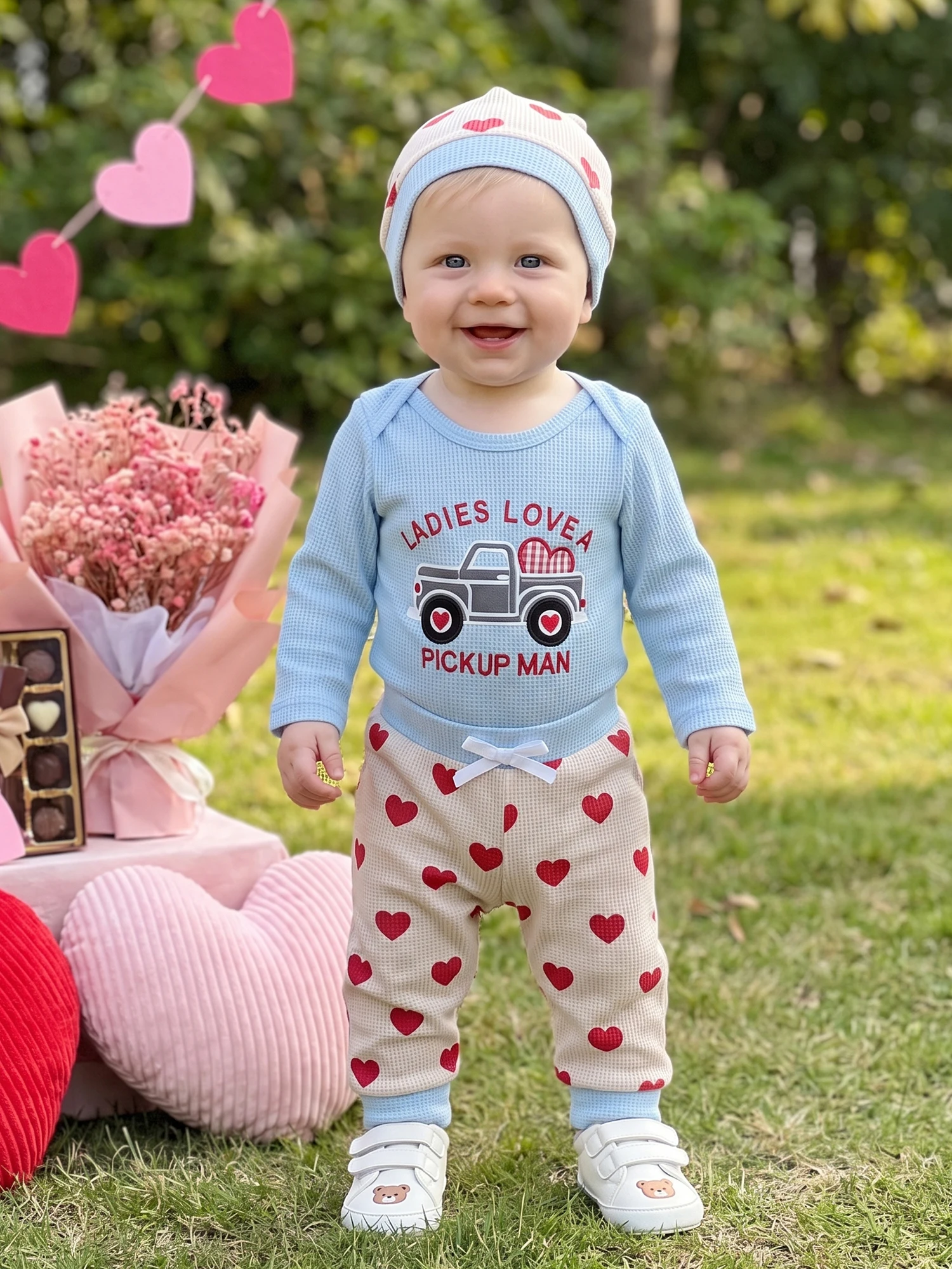 Outfit Boy Valentine S Boy Valentine Valentine S Neck Romper Pants Hat Neck Romper Pants Infant Boy Valentine